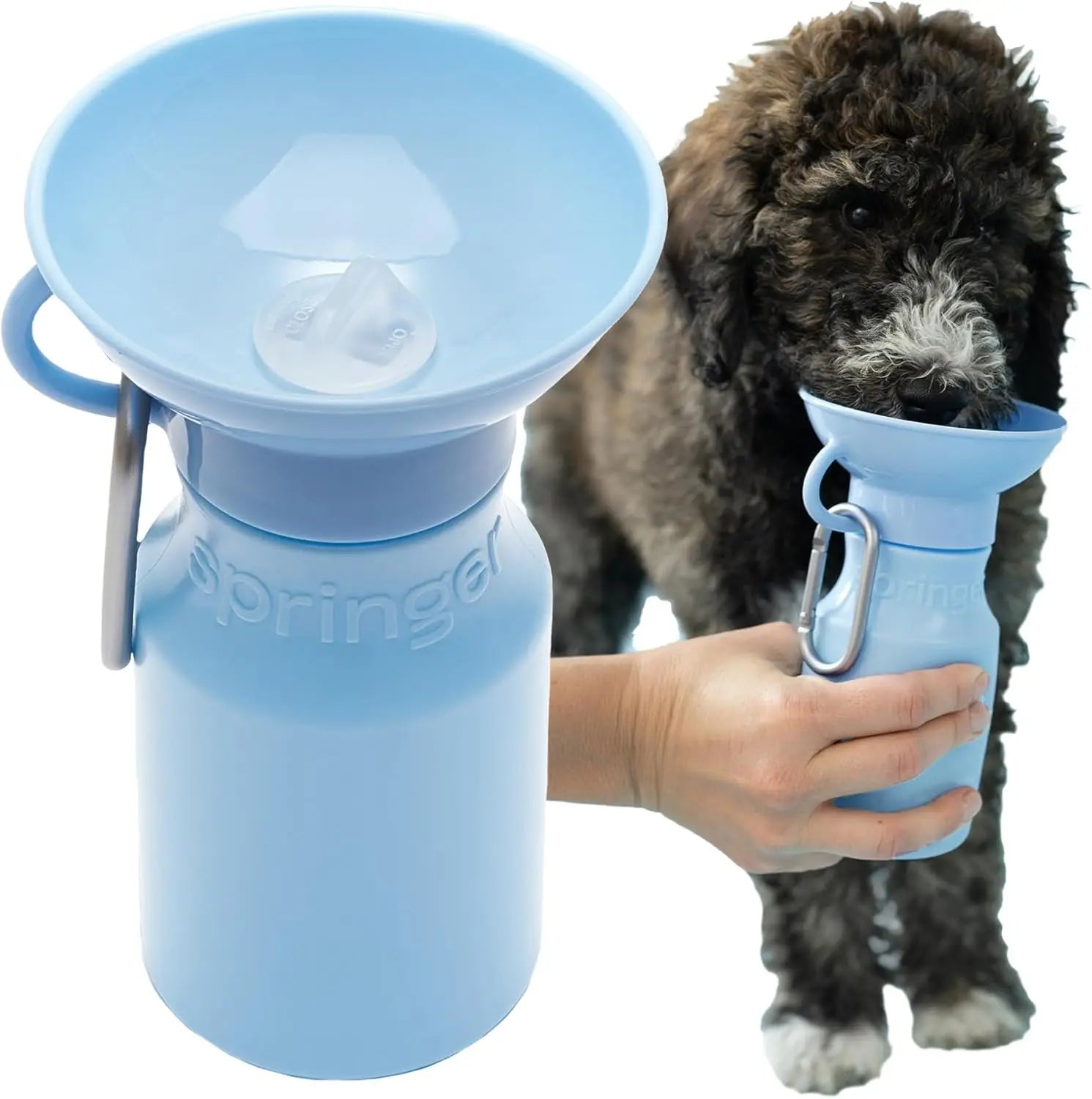 Portable Dog Water Bottle Dispenser, Leak-Proof Travel Bottle for Pets on Walks, BPA-Free 15oz Blue
