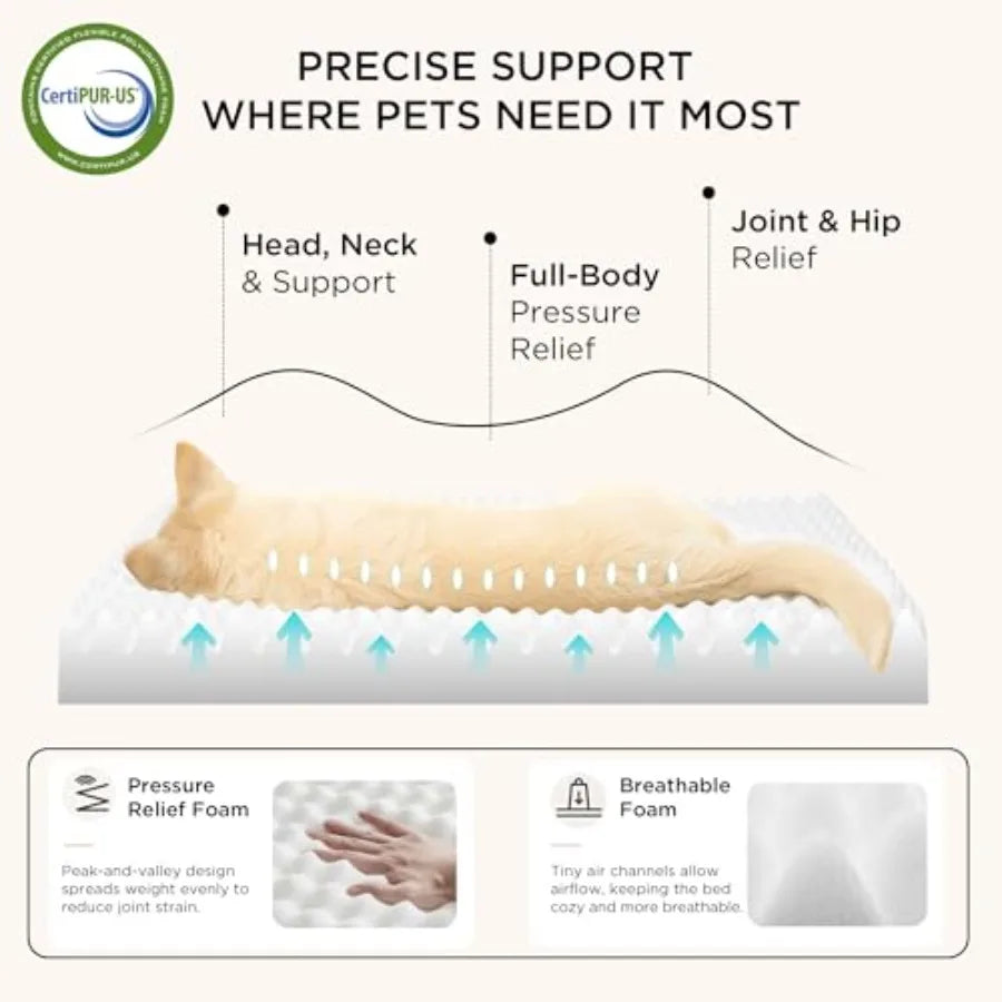 Self Warming Dog Beds Large Sized Dog - Comfy Puppy Beds with Removable Washable Cover Orthopedic Egg Crate Foam Pet Mat Suitab